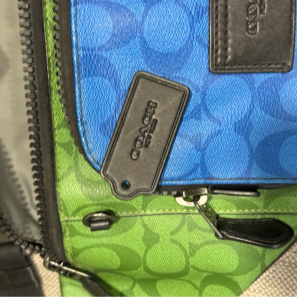 Coach Green and Blue Signature Fanny pack